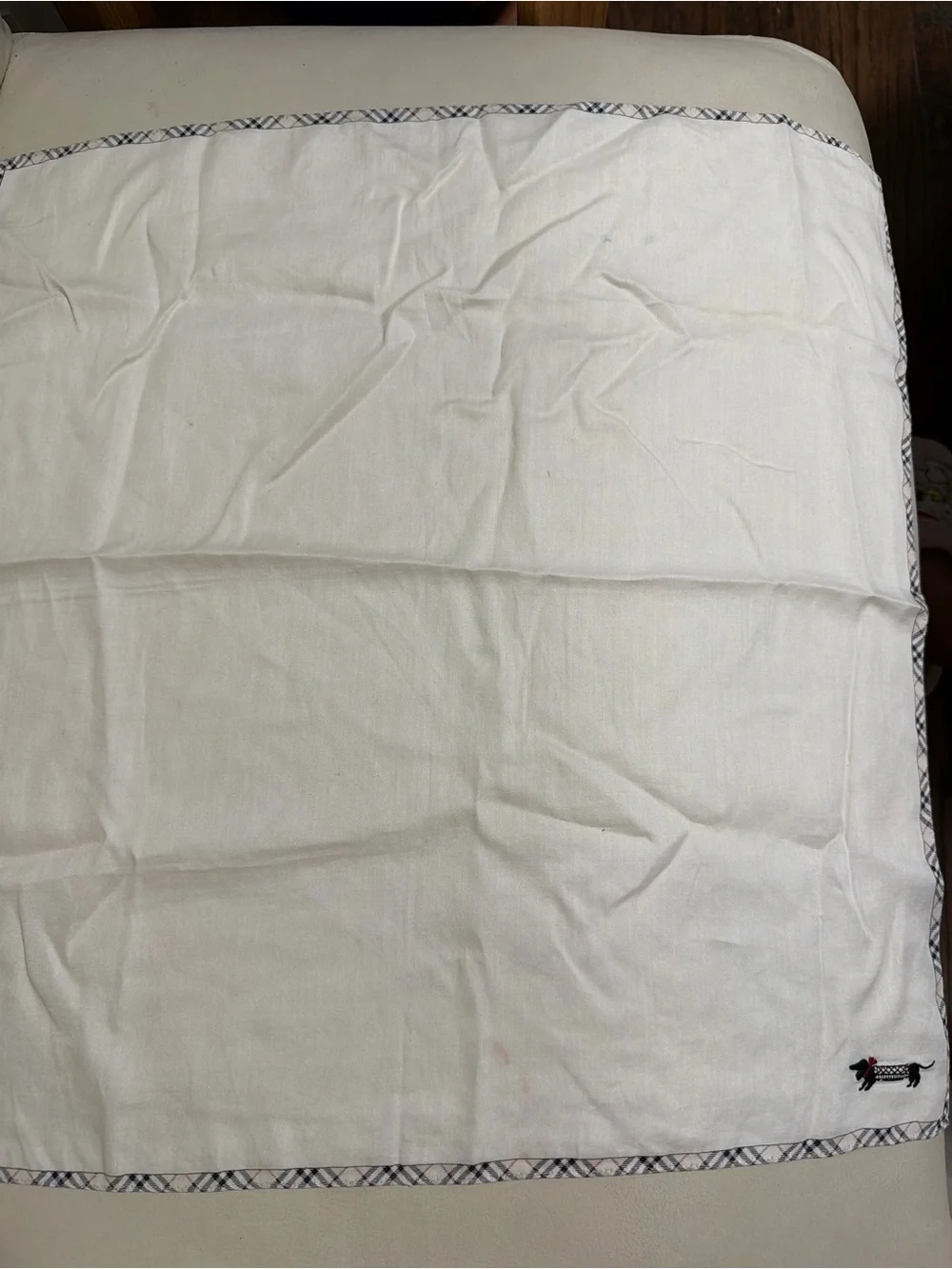 Burberry Cream Plaid Dachshund Embroidered scarf/bandana